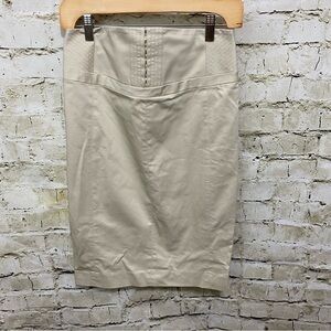 Express Beige Khaki Hook Eye Closure Cotton Stretch Pencil Skirt